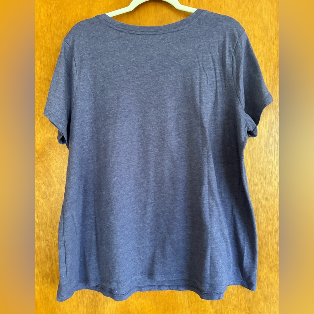 🦋 Lucky Brand Heather Blue Butterfly Short Sleeve Tee - 1X - Picture 2 of 4